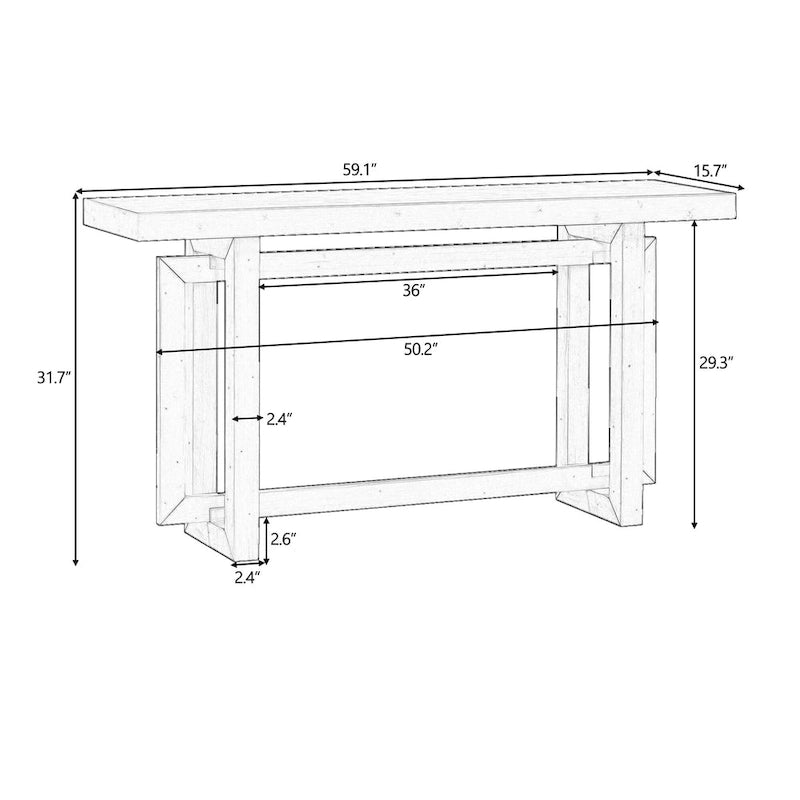 Mesa consola larga y minimalista para recibidor