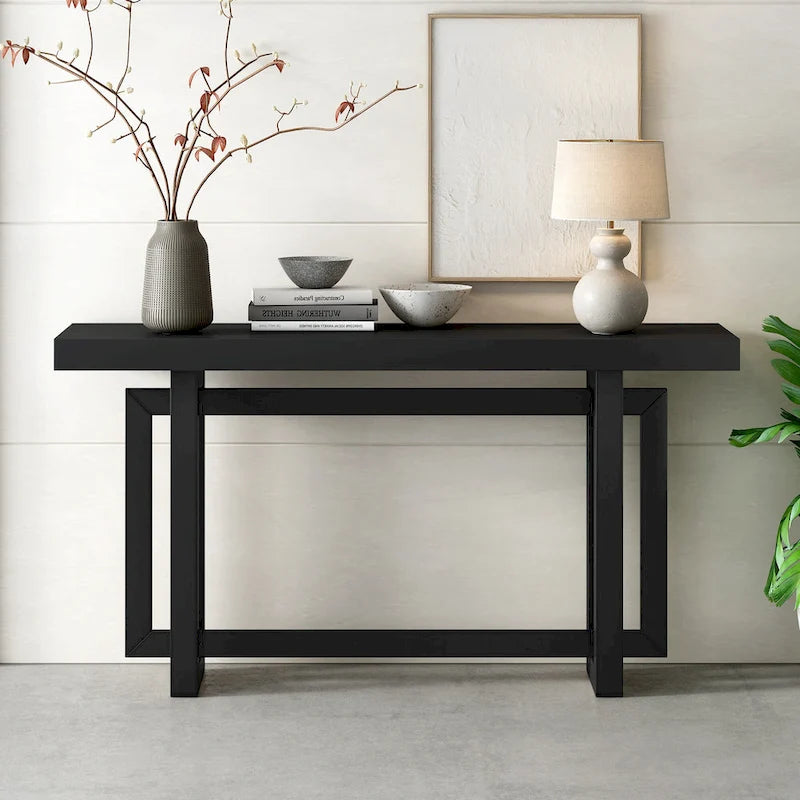 Mesa consola larga y minimalista para recibidor