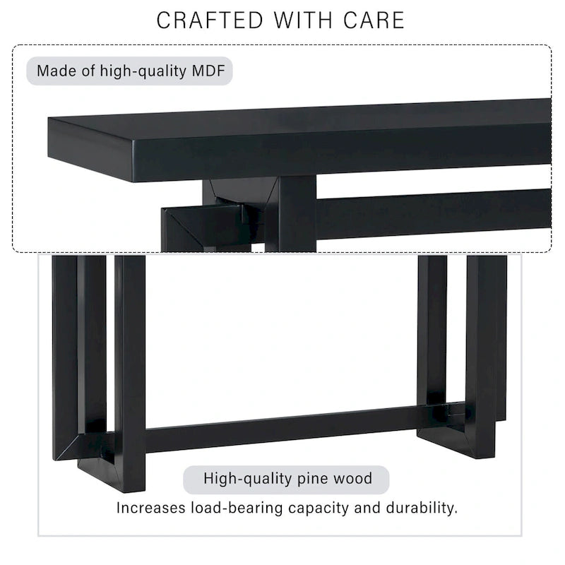 Mesa consola larga y minimalista para recibidor