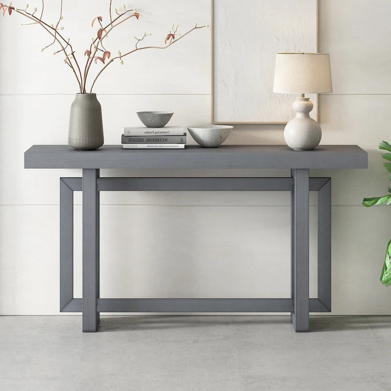 Mesa consola larga y minimalista para recibidor