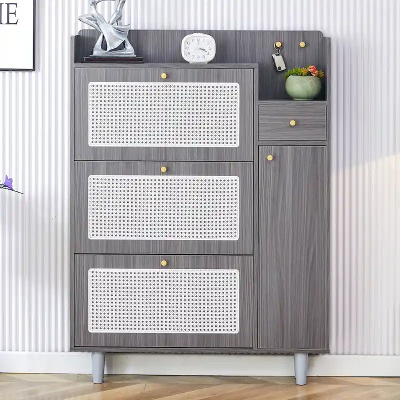 Meuble à chaussures minimaliste de style rotin