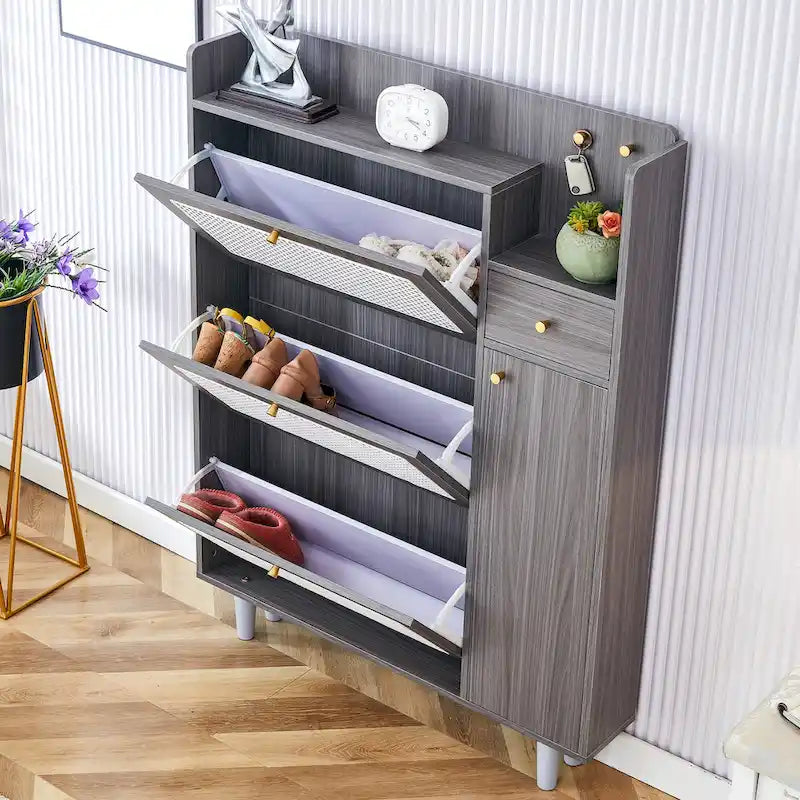 Meuble à chaussures minimaliste de style rotin