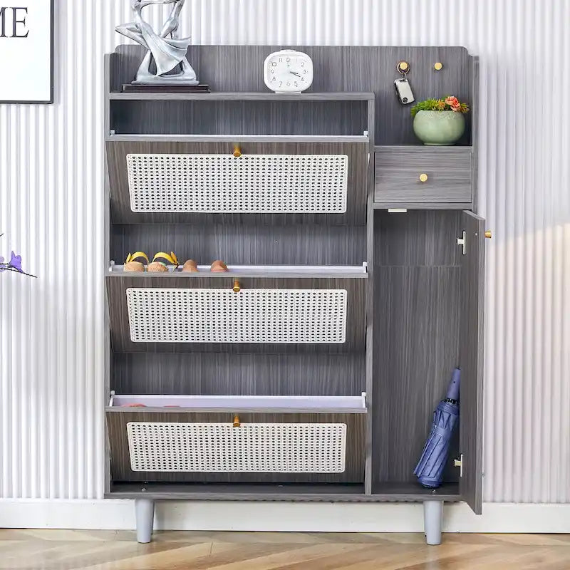 Meuble à chaussures minimaliste de style rotin