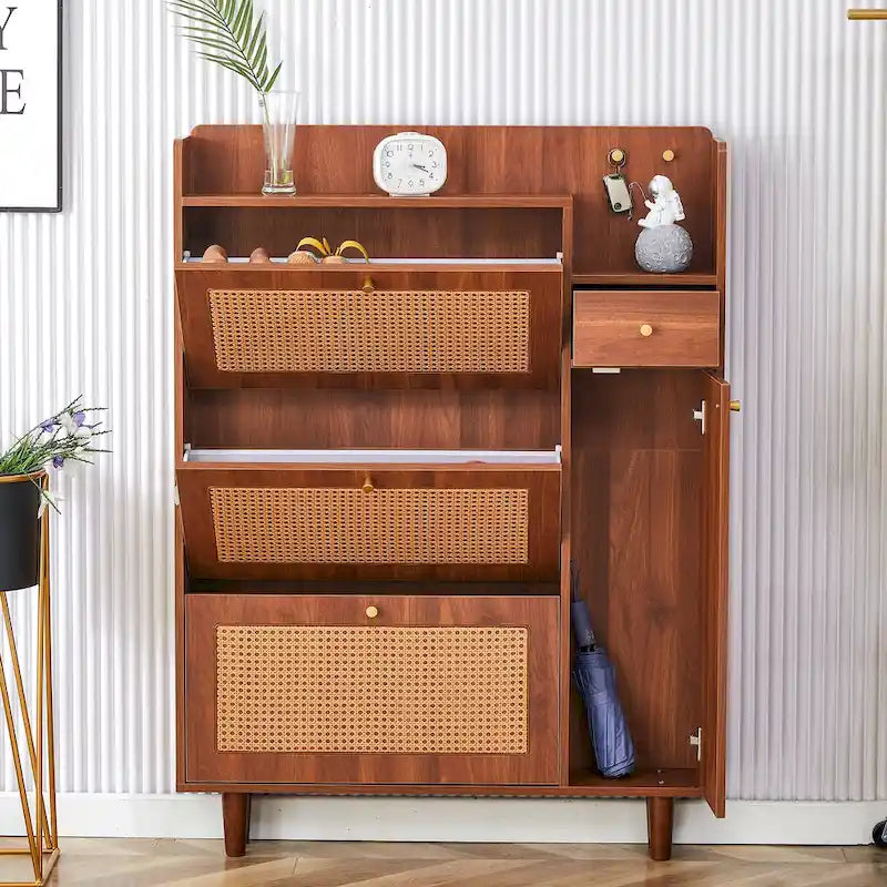 Armario minimalista para guardar zapatos estilo ratán