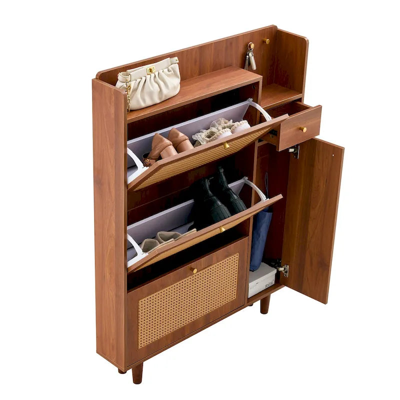 Armario minimalista para guardar zapatos estilo ratán