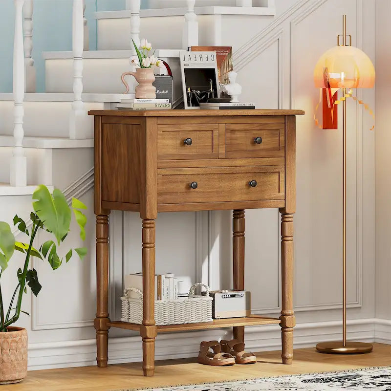 Console étroite avec rangement à tiroir et étagère