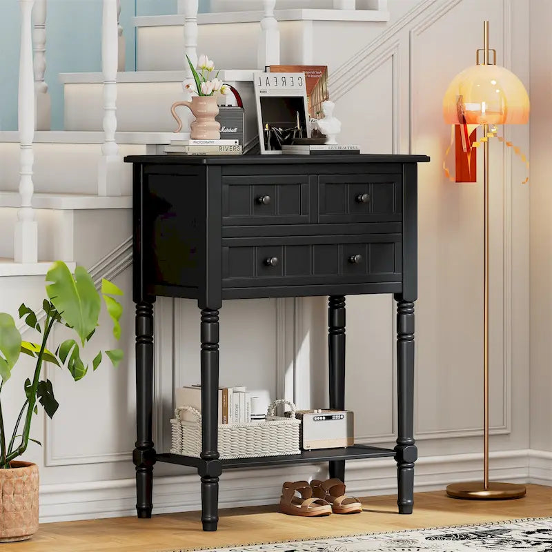 Console étroite avec rangement à tiroir et étagère