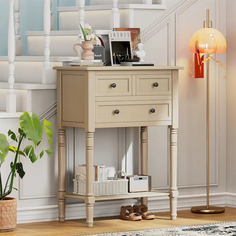 Console étroite avec rangement à tiroir et étagère