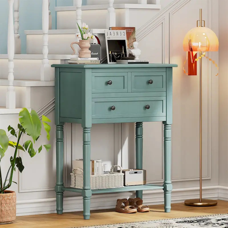 Console étroite avec rangement à tiroir et étagère