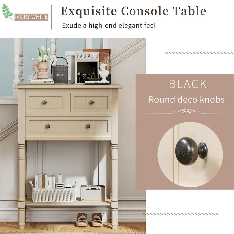 Schmaler Konsolentisch mit Schubladenfach und Ablage