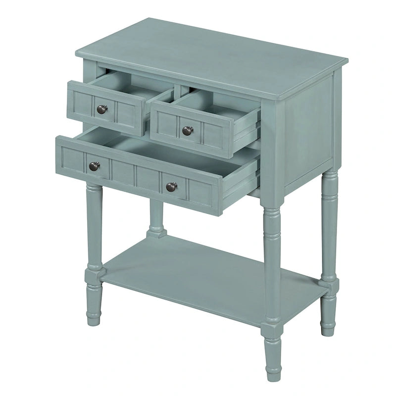 Schmaler Konsolentisch mit Schubladenfach und Ablage