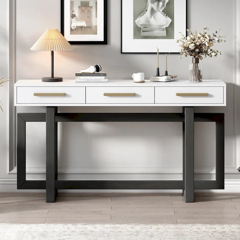Elegant Console Table with Three Drawers, Extra Long Entryway Table for Entryway, Hallway, Living Room, Foyer, Corridor