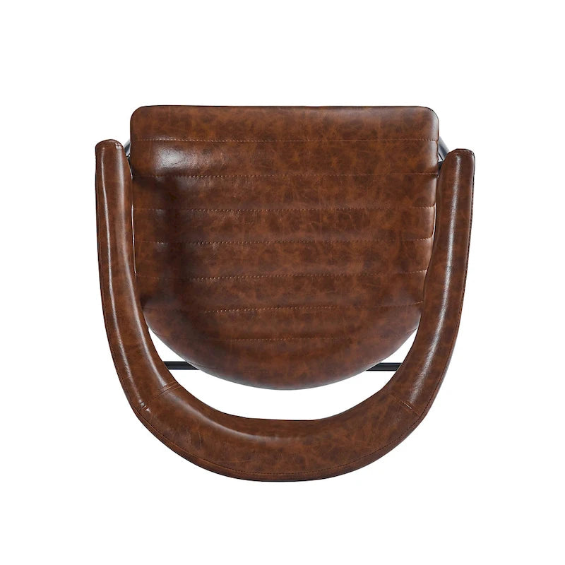 Braune Thekenhocker aus Kunstleder mit Armlehnen, 2er-Set