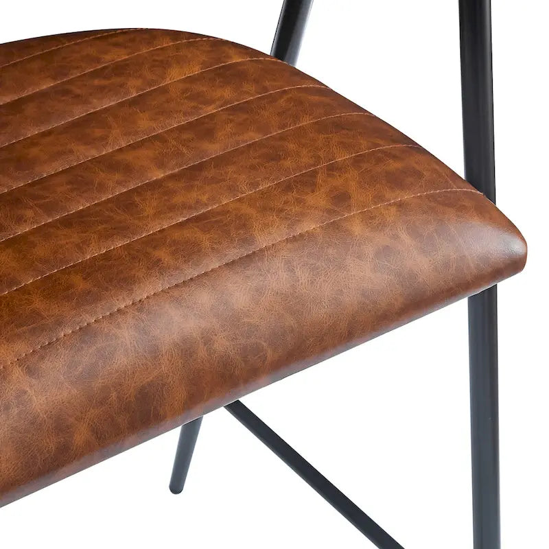 Braune Thekenhocker aus Kunstleder mit Armlehnen, 2er-Set
