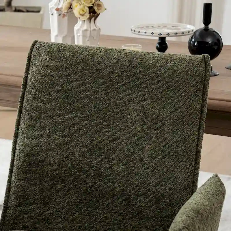 Drehbarer Esszimmer-Armlehnstuhl mit Bouclé-Bezug und Metallbeinen
