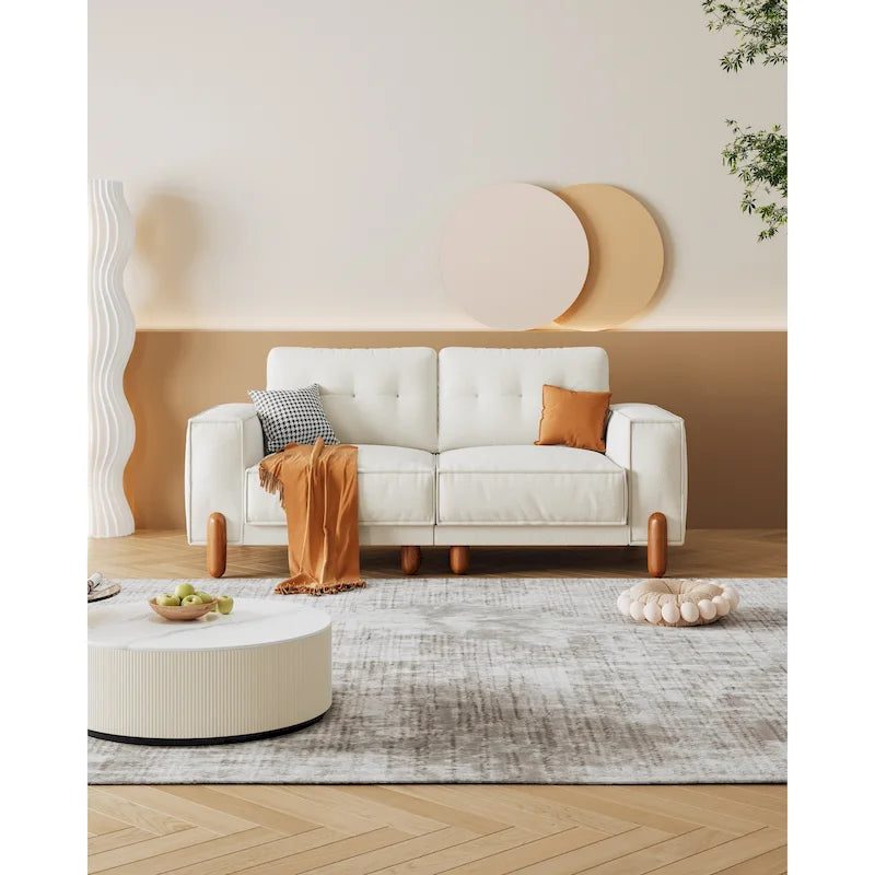 Chenille Sofa with Deep Seats and Wide Armrests