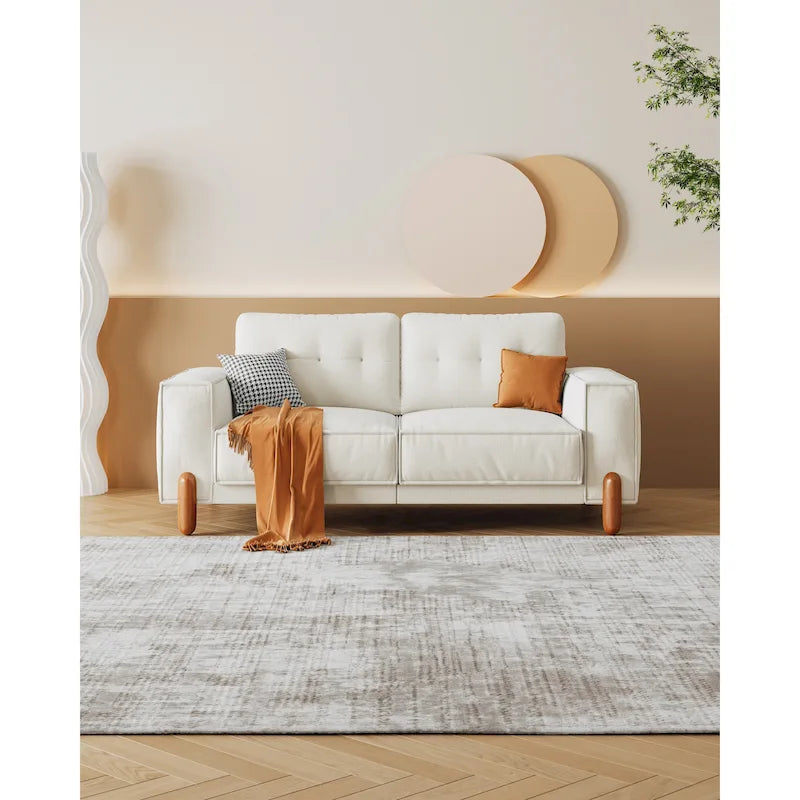 Chenille Sofa with Deep Seats and Wide Armrests