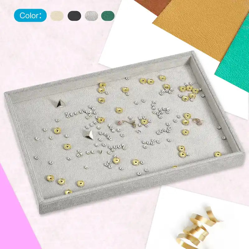 Bandejas apilables para joyas de terciopelo con tapa, juego de 4