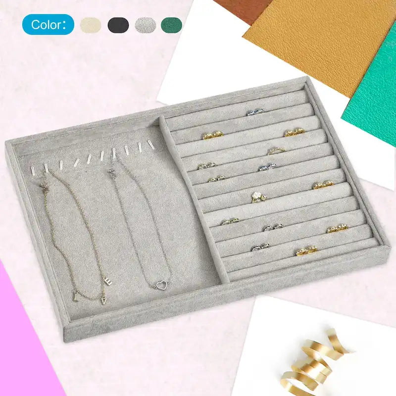 Bandejas apilables para joyas de terciopelo con tapa, juego de 4