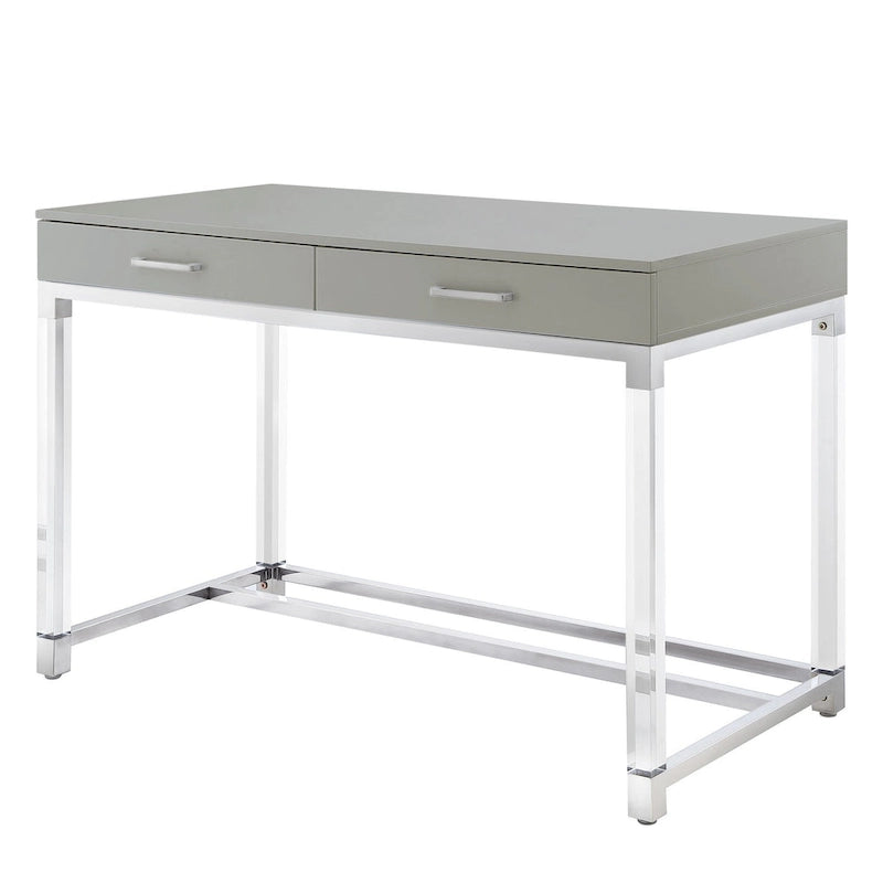 48-Zoll-Schreibtisch in Weiß mit zwei Schubladen und Acrylakzenten