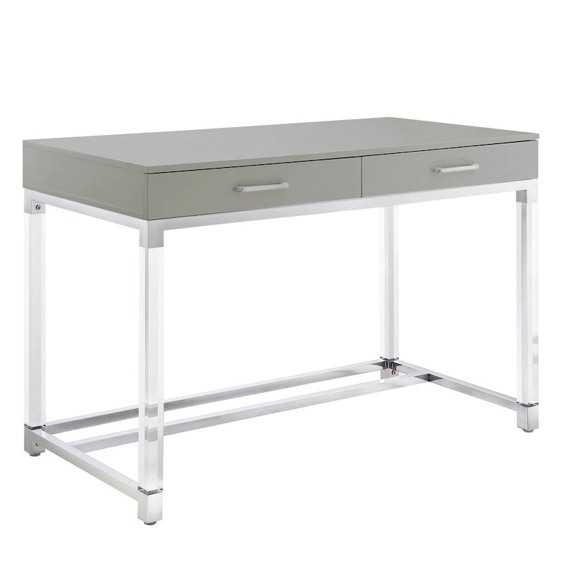 48-Zoll-Schreibtisch in Weiß mit zwei Schubladen und Acrylakzenten