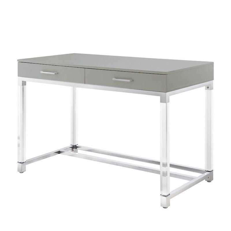 48-Zoll-Schreibtisch in Weiß mit zwei Schubladen und Acrylakzenten