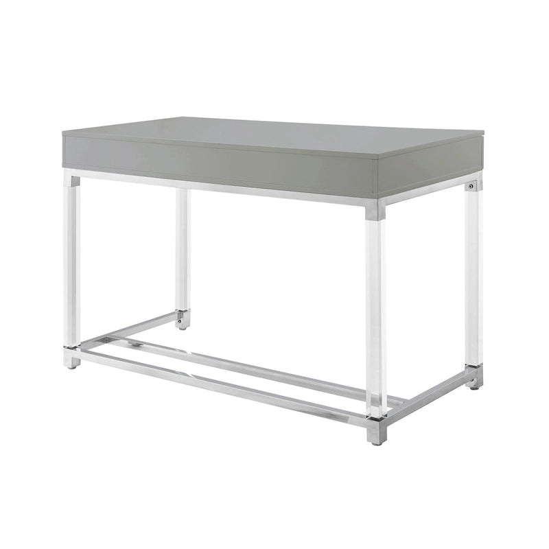 48-Zoll-Schreibtisch in Weiß mit zwei Schubladen und Acrylakzenten