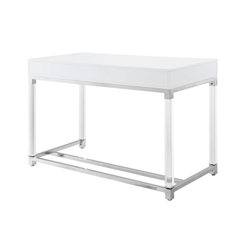 48-Zoll-Schreibtisch in Weiß mit zwei Schubladen und Acrylakzenten