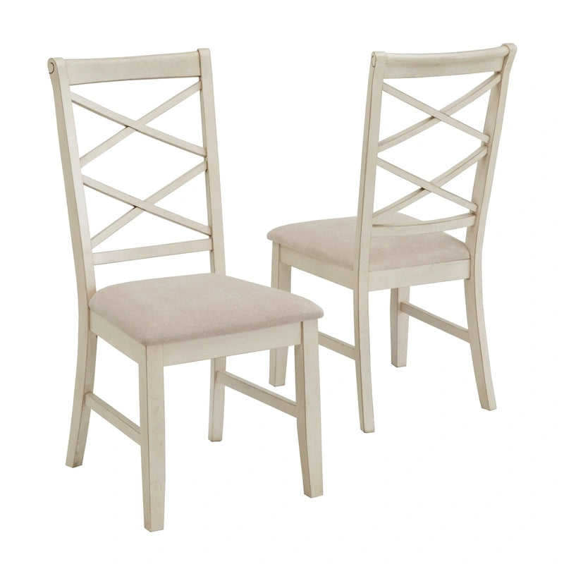 Sillas de comedor tapizadas con respaldo doble en X, juego de 2