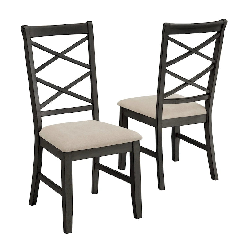Sillas de comedor tapizadas con respaldo doble en X, juego de 2