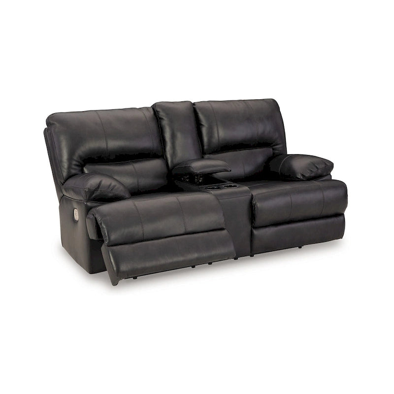 82-Inch Black Power Reclining Loveseat with Console