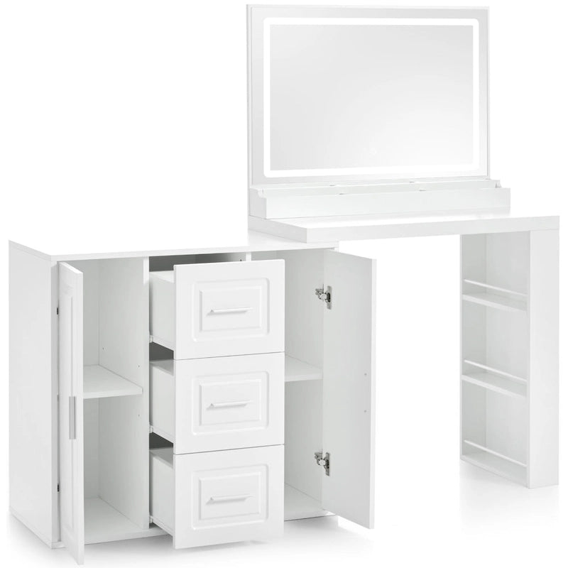Bureau coiffeuse avec miroir éclairé et rangement