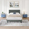 Cama tapizada individual gris oscuro con cabecero capitoné
