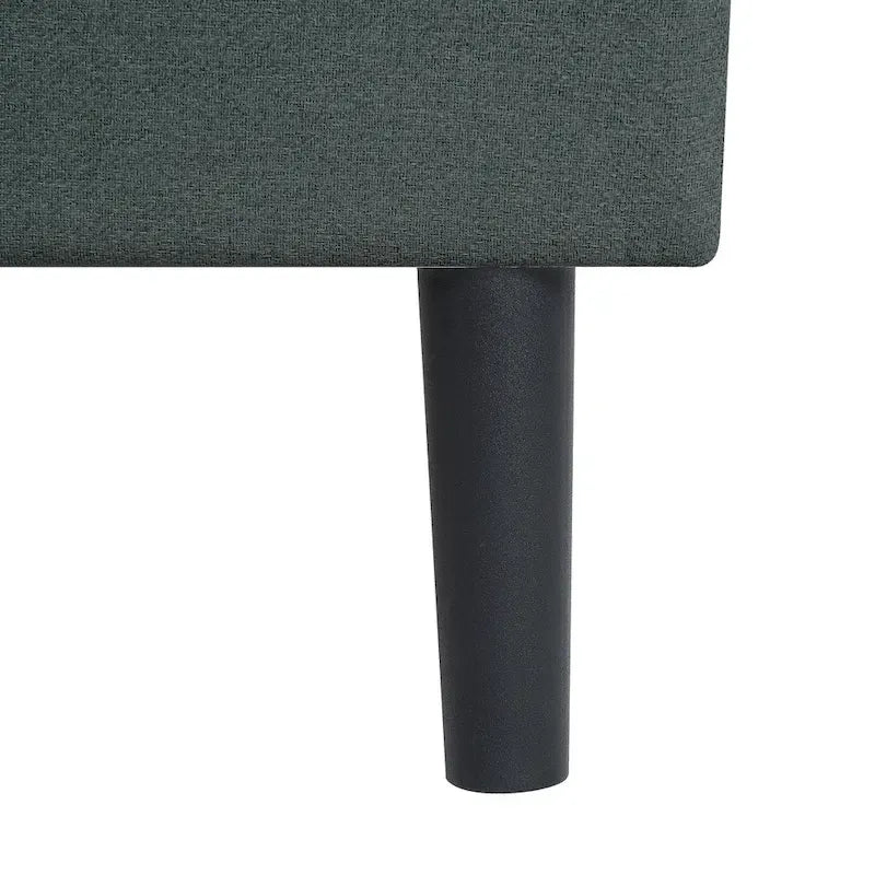Cama tapizada individual gris oscuro con cabecero capitoné