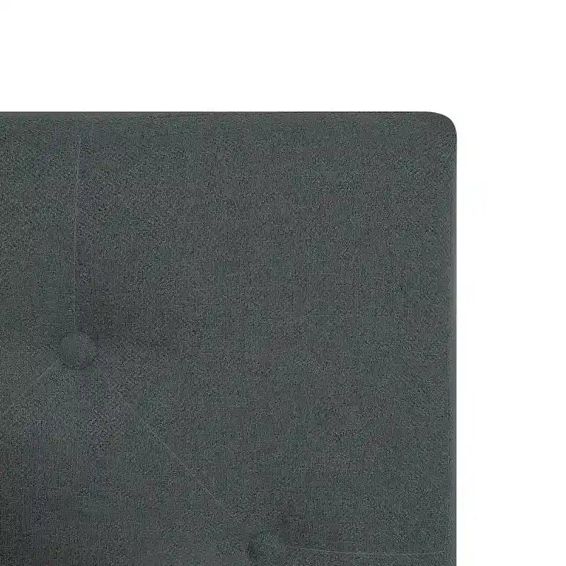 Cama tapizada individual gris oscuro con cabecero capitoné