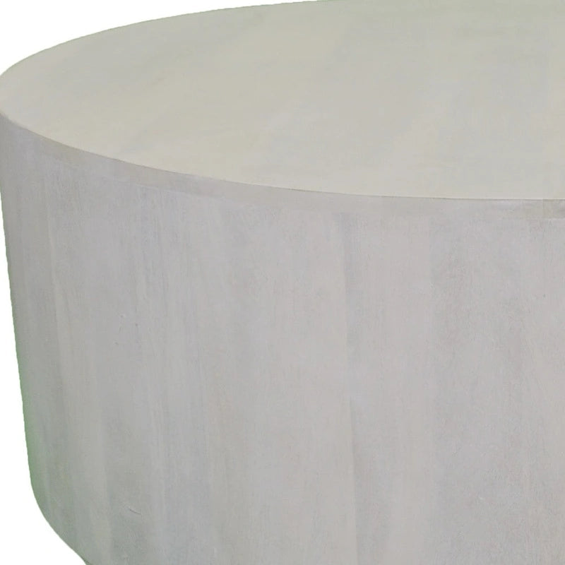 Mesa de centro rústica redonda de madera maciza blanca de 42 pulgadas