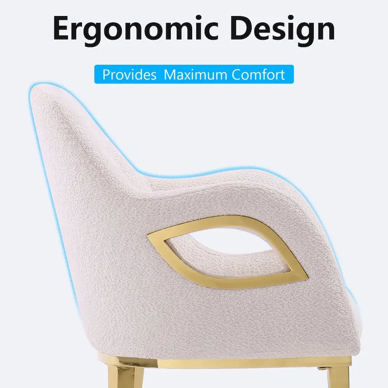 Silla de comedor tapizada en terciopelo con patas de metal pulido