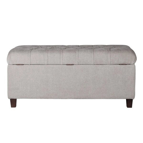 Banc de rangement gris capitonné de 40 pouces avec clous décoratifs