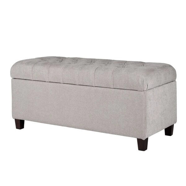 Banc de rangement gris capitonné de 40 pouces avec clous décoratifs