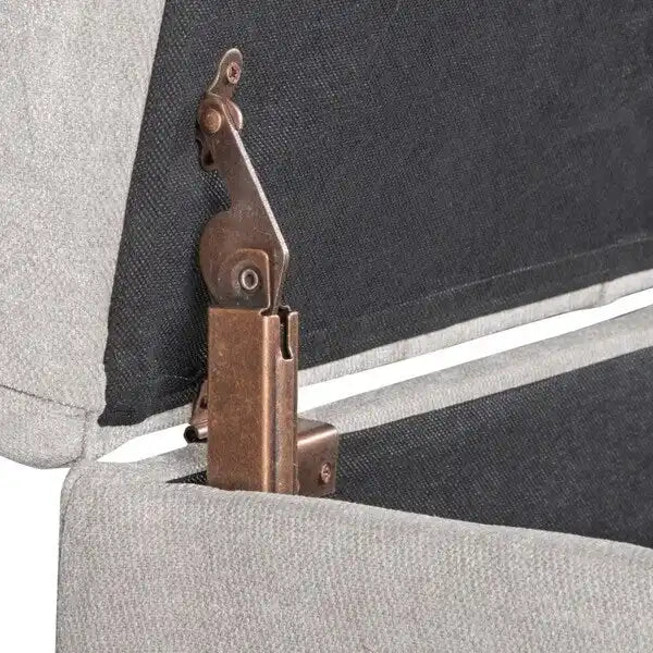 Banc de rangement gris capitonné de 40 pouces avec clous décoratifs