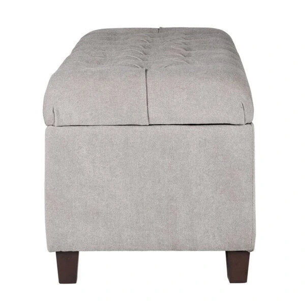 Banc de rangement gris capitonné de 40 pouces avec clous décoratifs