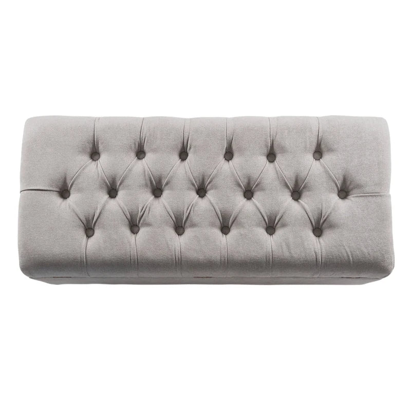 Banc de rangement gris capitonné de 40 pouces avec clous décoratifs