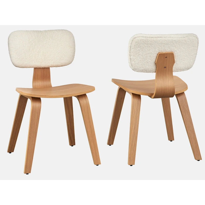 Sillas de comedor de madera curvada de estilo moderno de mediados de siglo, juego de 2
