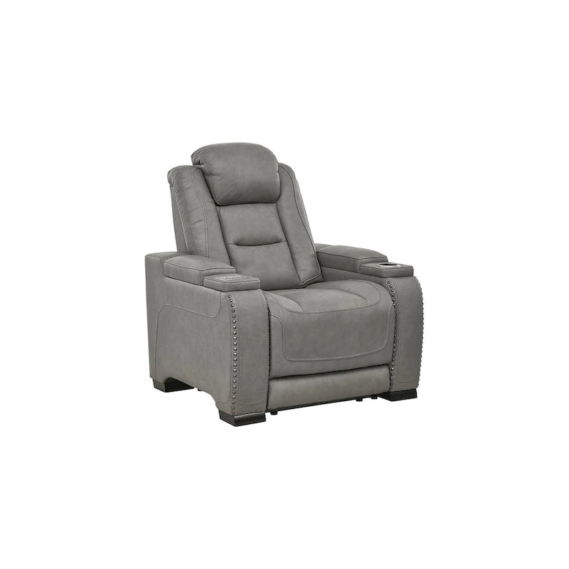 Grijze elektrische relaxfauteuil met verstelbare hoofdsteun