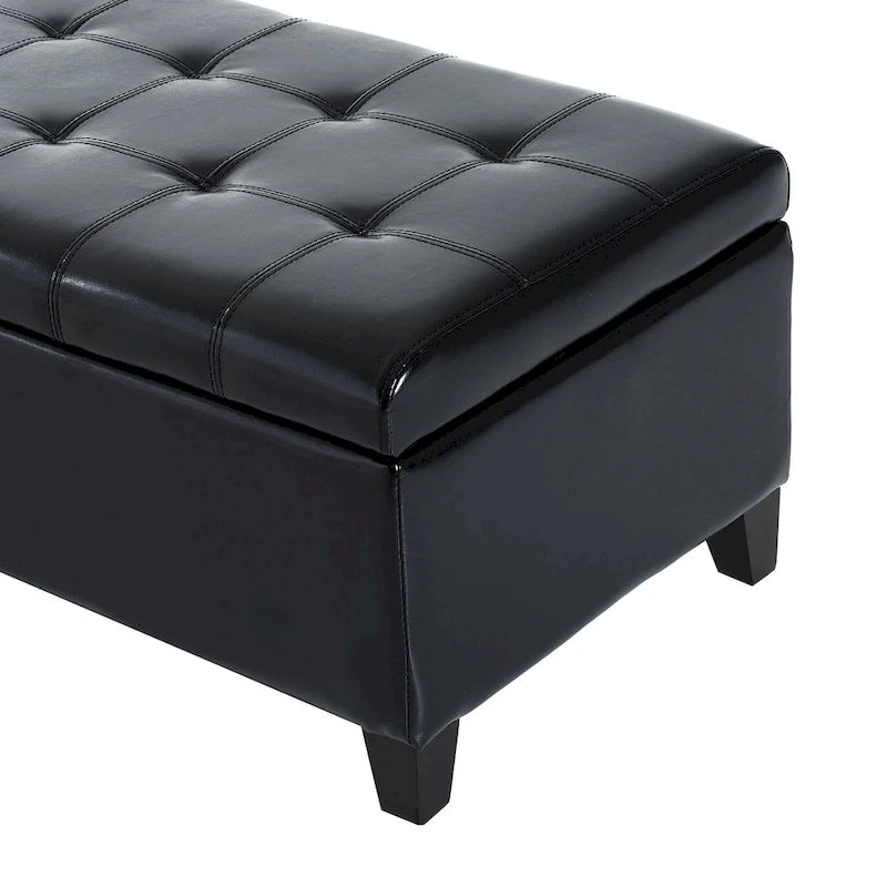 Banc ottoman de rangement de 50,25 pouces en similicuir avec capitonnage