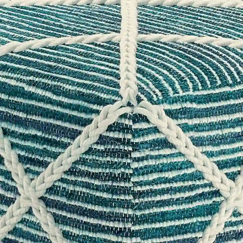 20-Zoll-quadratischer Pouf aus handgewebter Wolle und Baumwolle