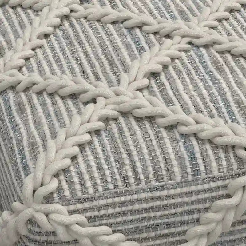 20-Zoll-quadratischer Pouf aus handgewebter Wolle und Baumwolle