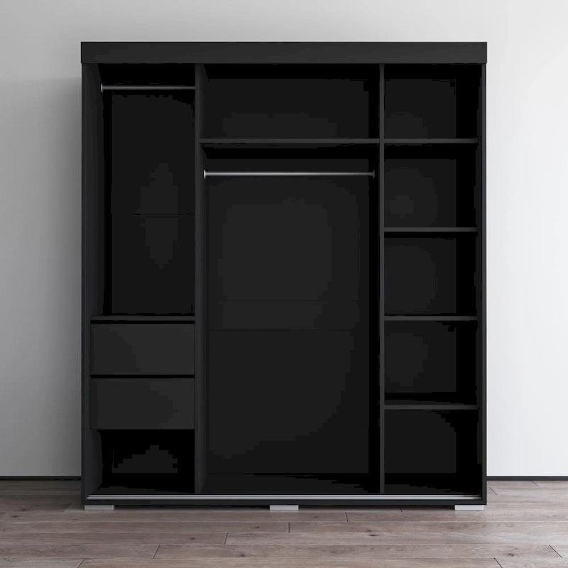 Armario moderno de tres puertas con espejo y frentes brillantes