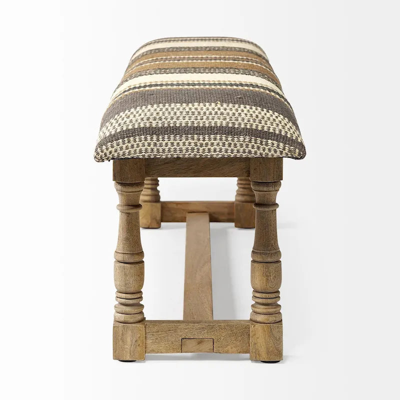 Banc en jute à motifs de 59 pouces avec structure en bois de manguier