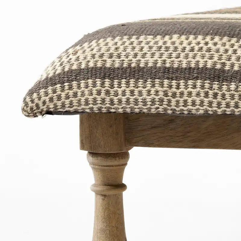 Banc en jute à motifs de 59 pouces avec structure en bois de manguier